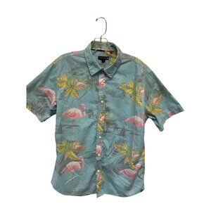 Ocean Current Mens Tropical Flamingo Short Sleeve Button-Up Shirt Size L